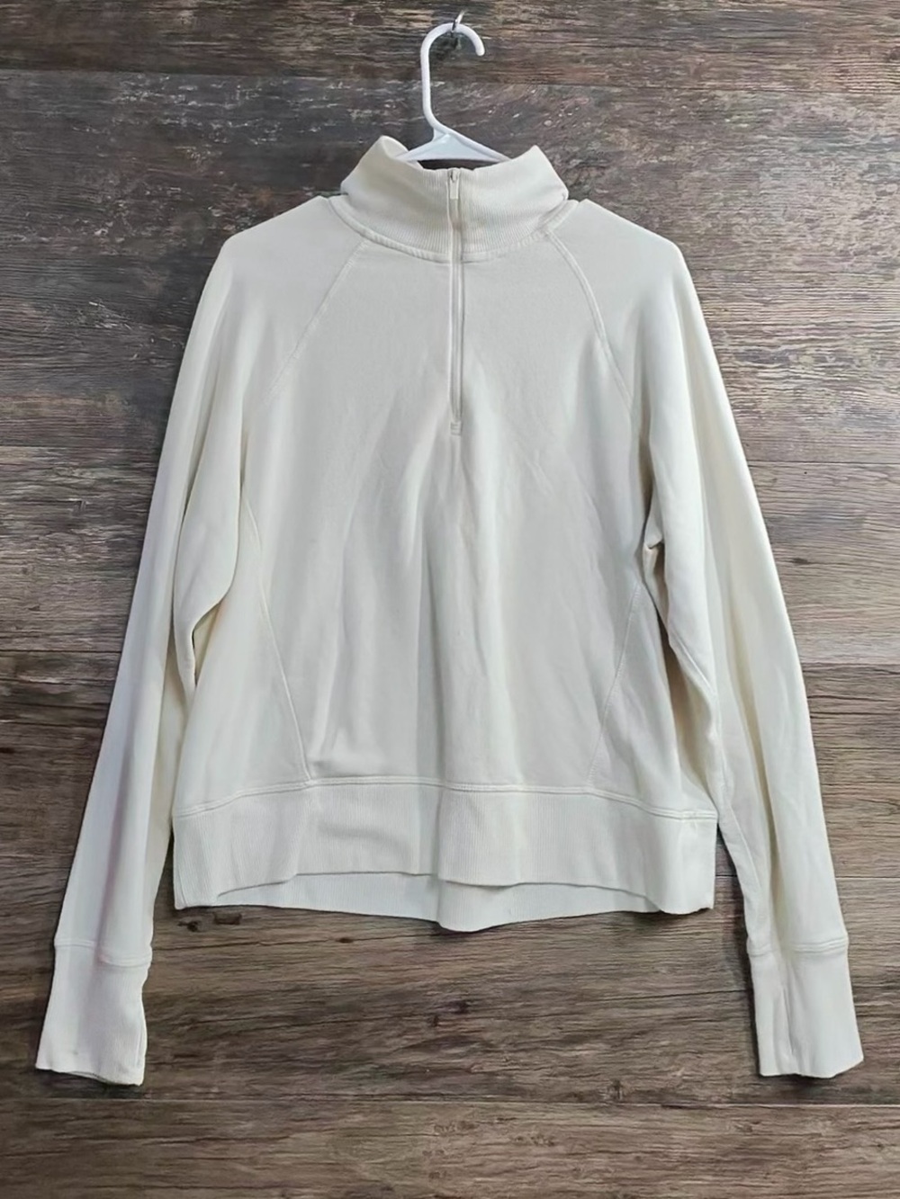 Jockey Cream Half-Zip Funnel Neck Sweatshirt